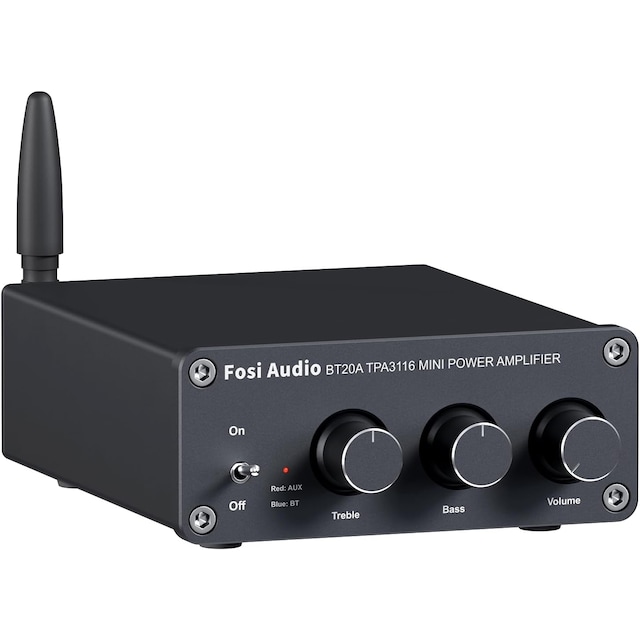Fosi Audio Bluetooth 5.0 & R/L Förstärkare 100W x 2 med Volym, Bas och Diskant kontroll, Svart