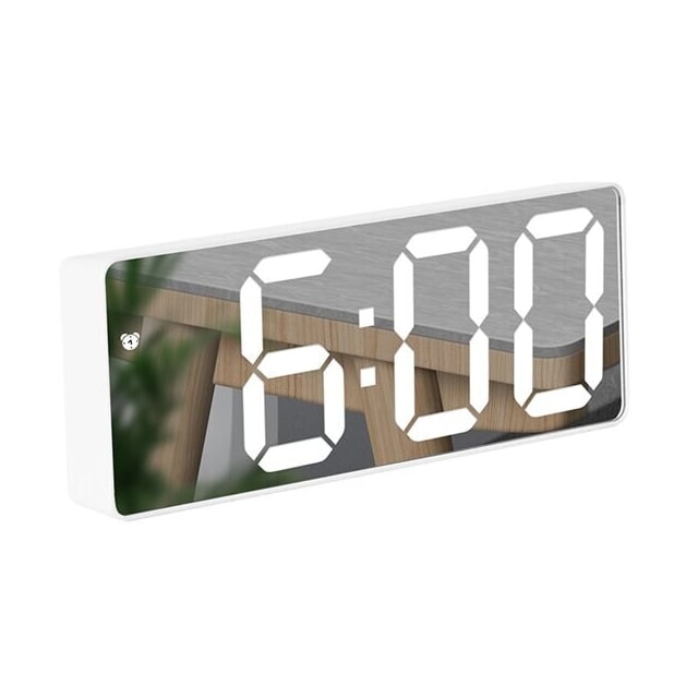 LED Väckarklocka med vita siffror - Vit