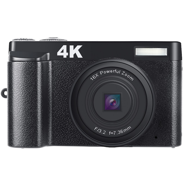 Digitalkamera 48 MP, 1080p HD, 16x zoom, flip screen Svart