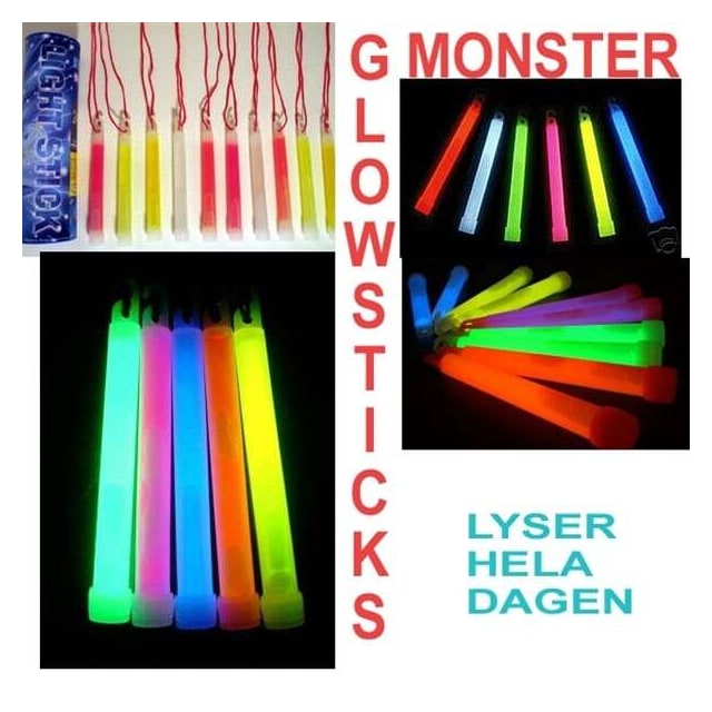 10st stora glowsticks - mixade färger 15cm