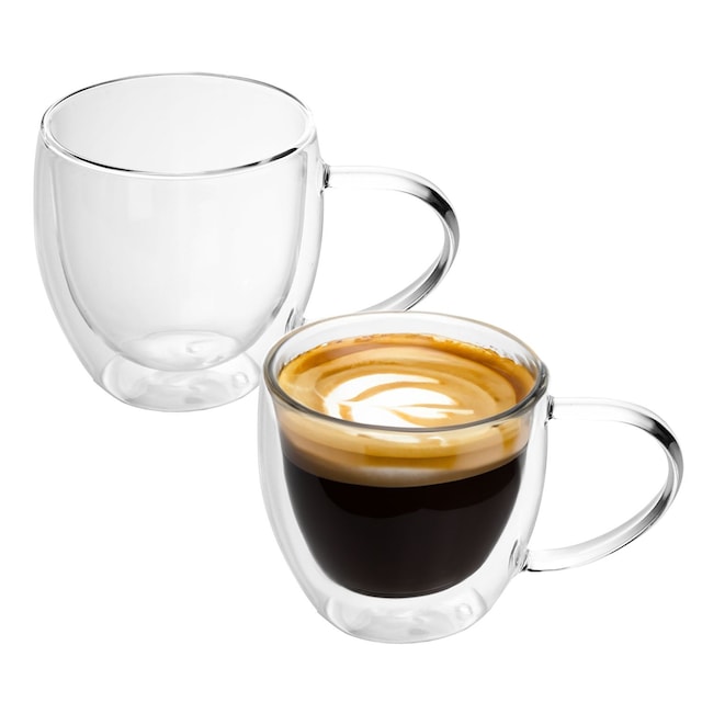 2x Kaffekopp Mugg Termoglas 200-300ml Teglas Kaffeglas