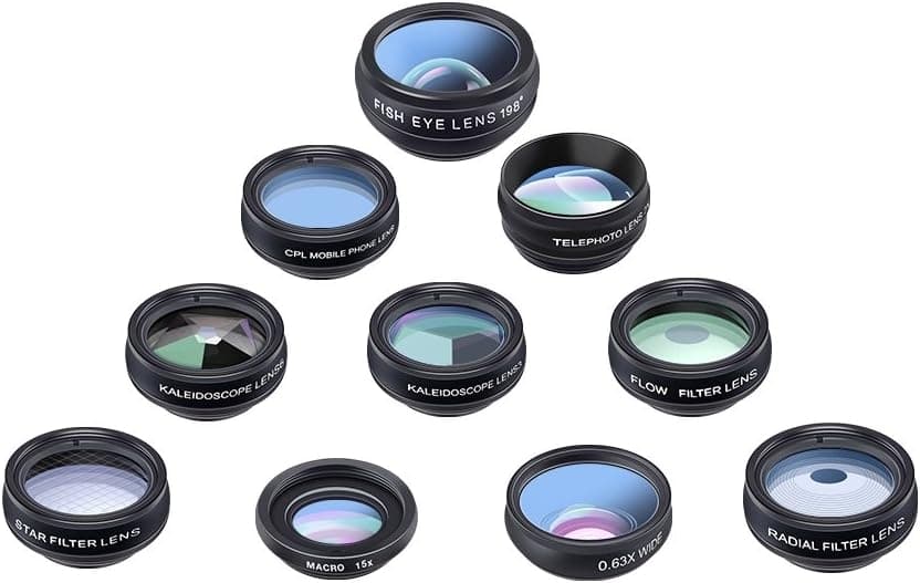 APEXEL 10-in-1 Premium Lens Kit Compatible with Smartphones - Interchangeable Lenses