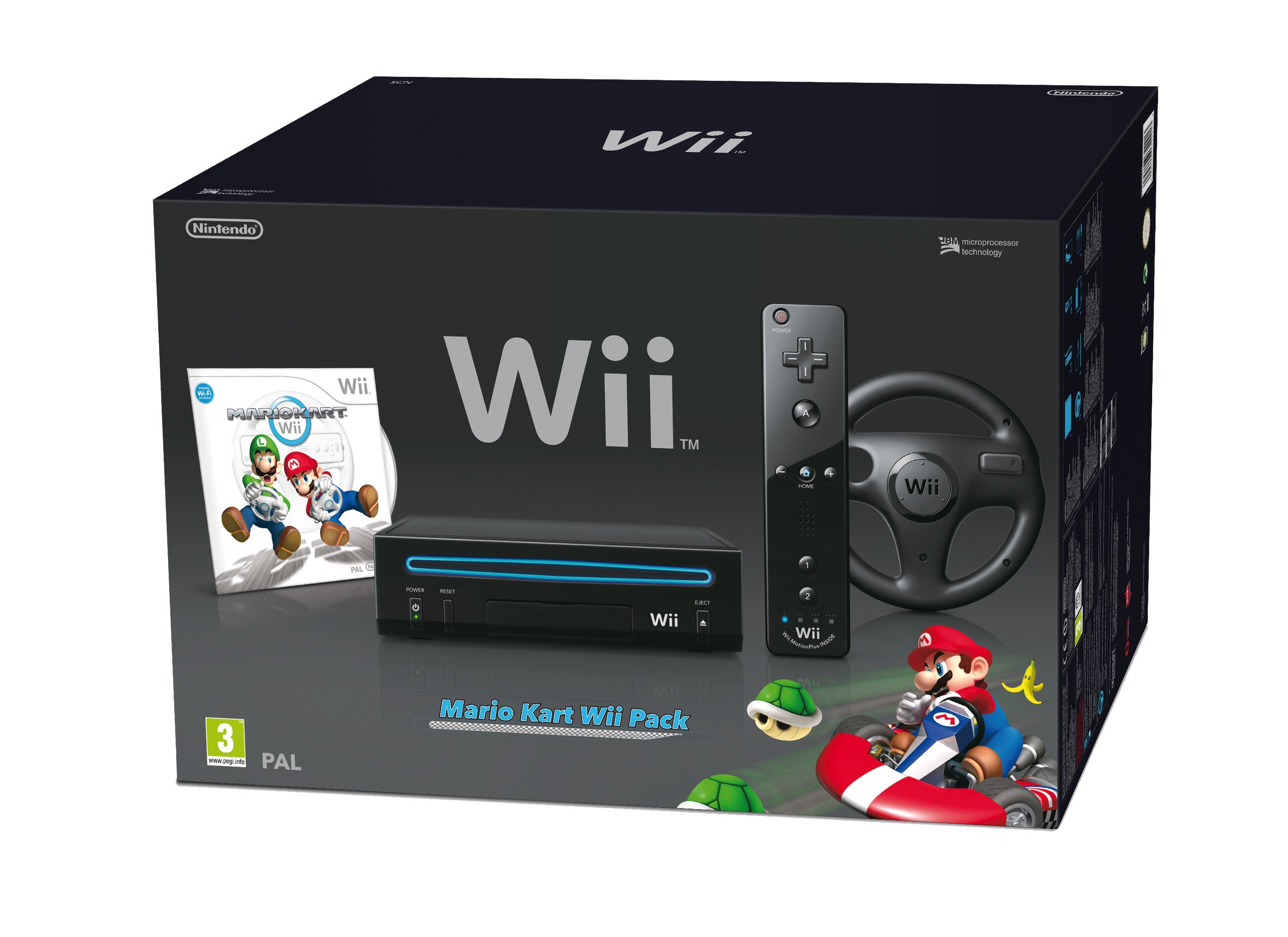 Wii Spelkonsol (Svart) + Mario Kart & Ratt - Spelkonsol - Elgiganten
