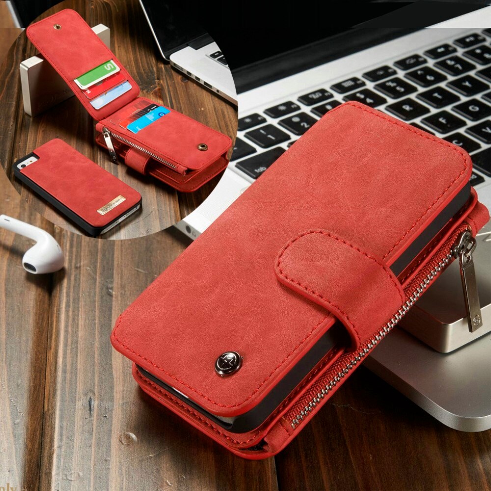 CASEME iPhone SE 5/5s Retro läder plånboksfodral - Röd - Skal och Fodral -  Elgiganten