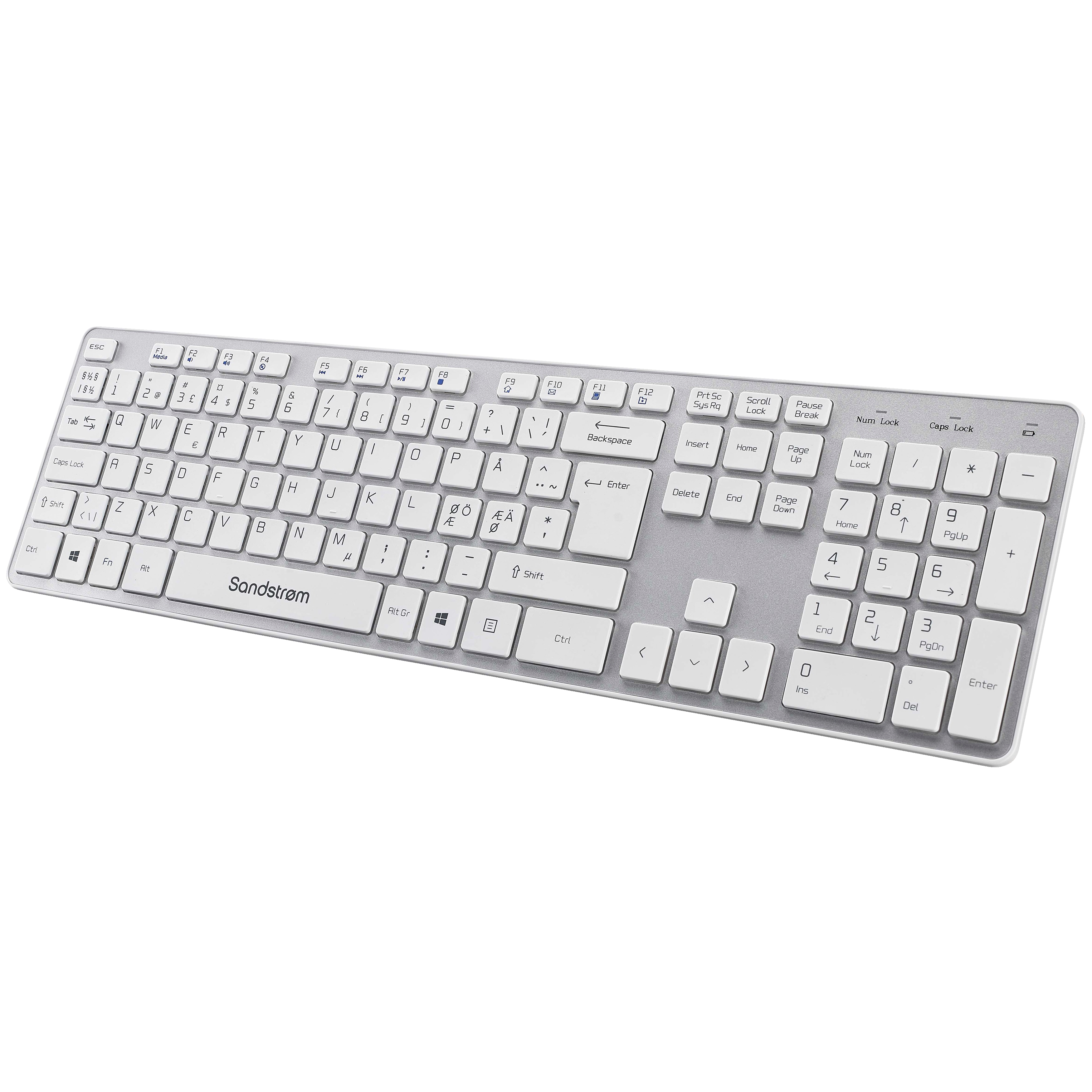 Sandstrøm slimmat trådlöst tangentbord (vit, grå) - Tangentbord - Elgiganten