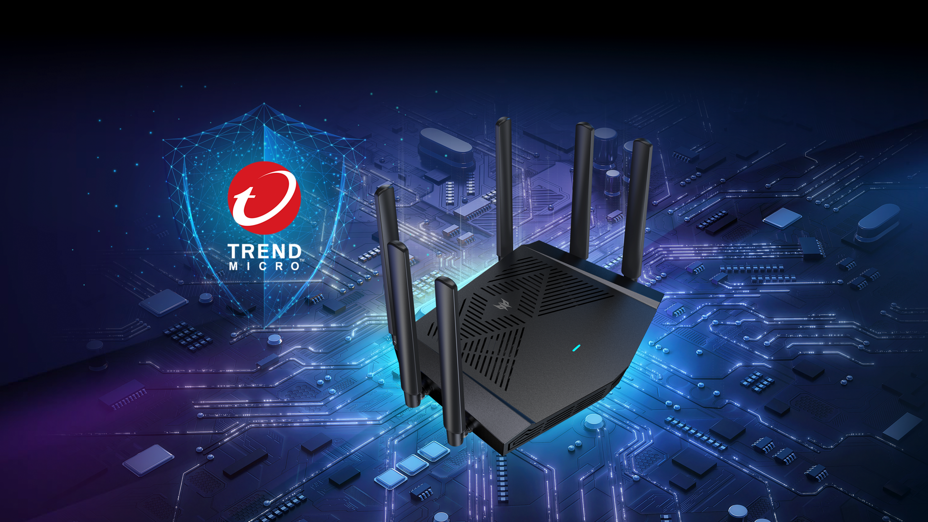 Acer - Predator W6x gaming router with a product lifetime subscription to Trend Micro Home Network Security